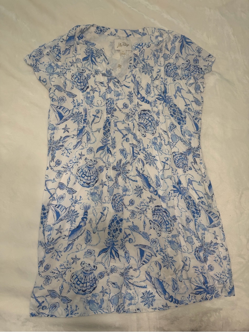 NWT Lilly Pulitzer Ansella Tunic Dress in Resort White Barefoot Beachcombers